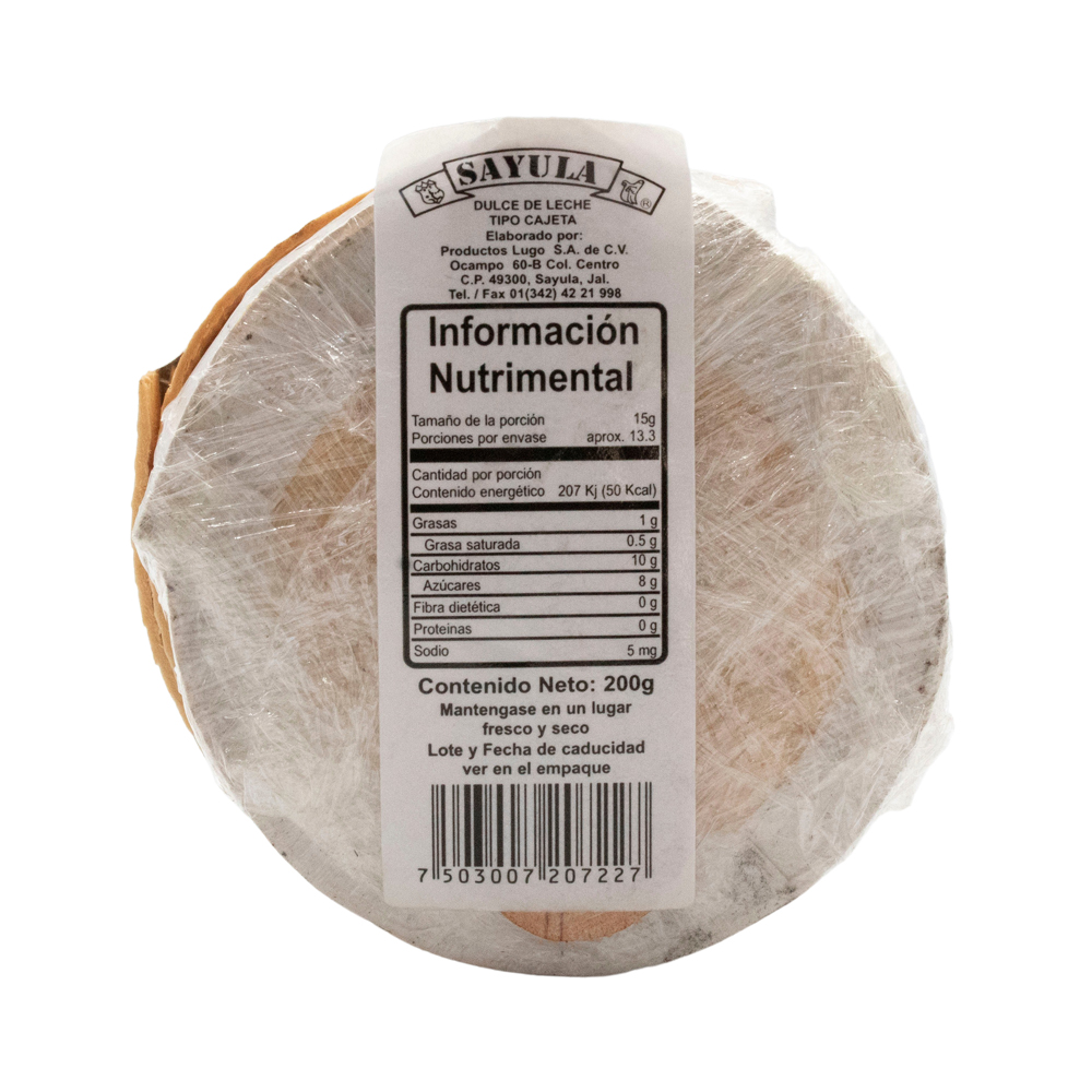 Cajeta Sayula Lugo Redonda Madera Chica 120g 100% Leche Vaca