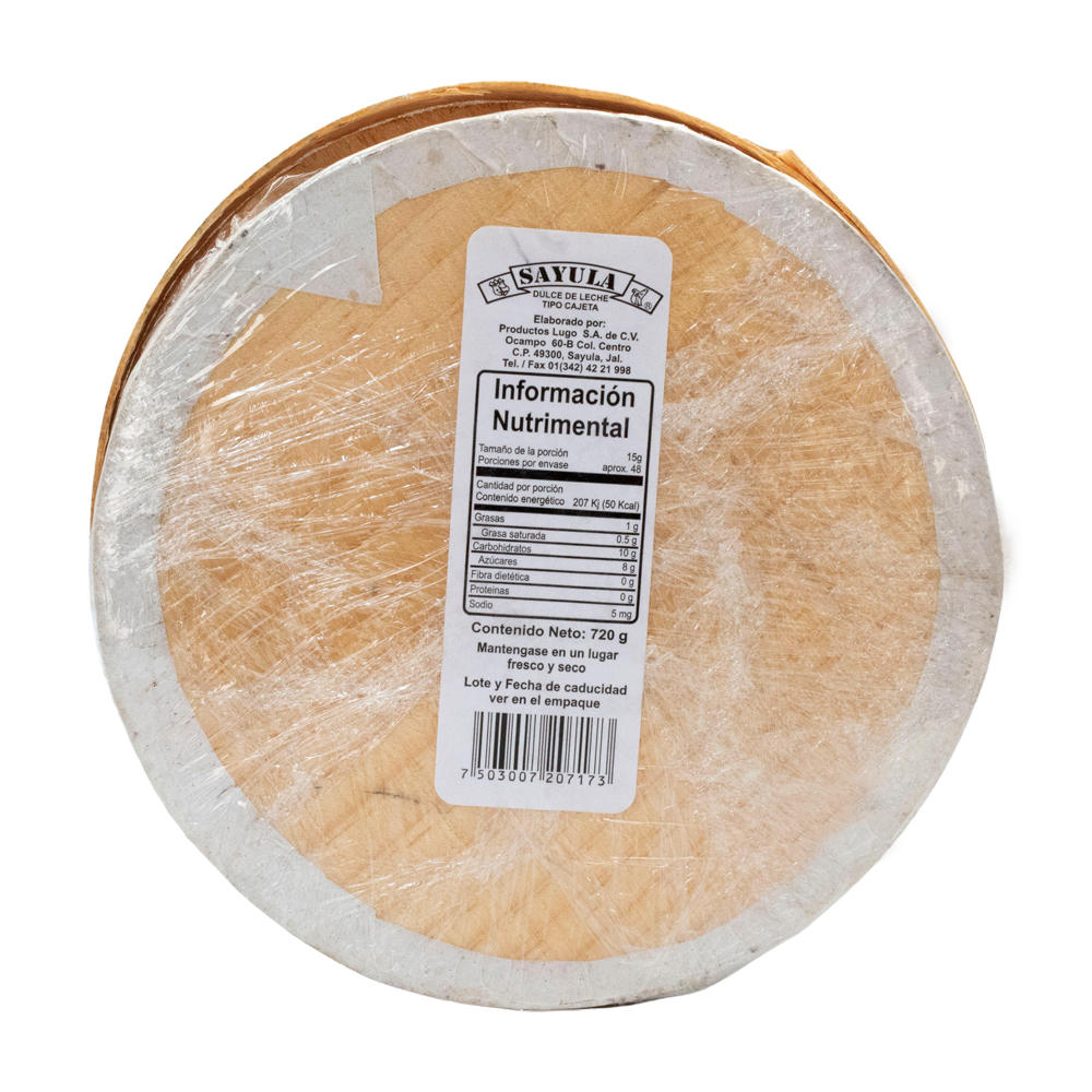 Cajeta Sayula Lugo Redonda Madera Jumbo 610g 100% Leche Vaca
