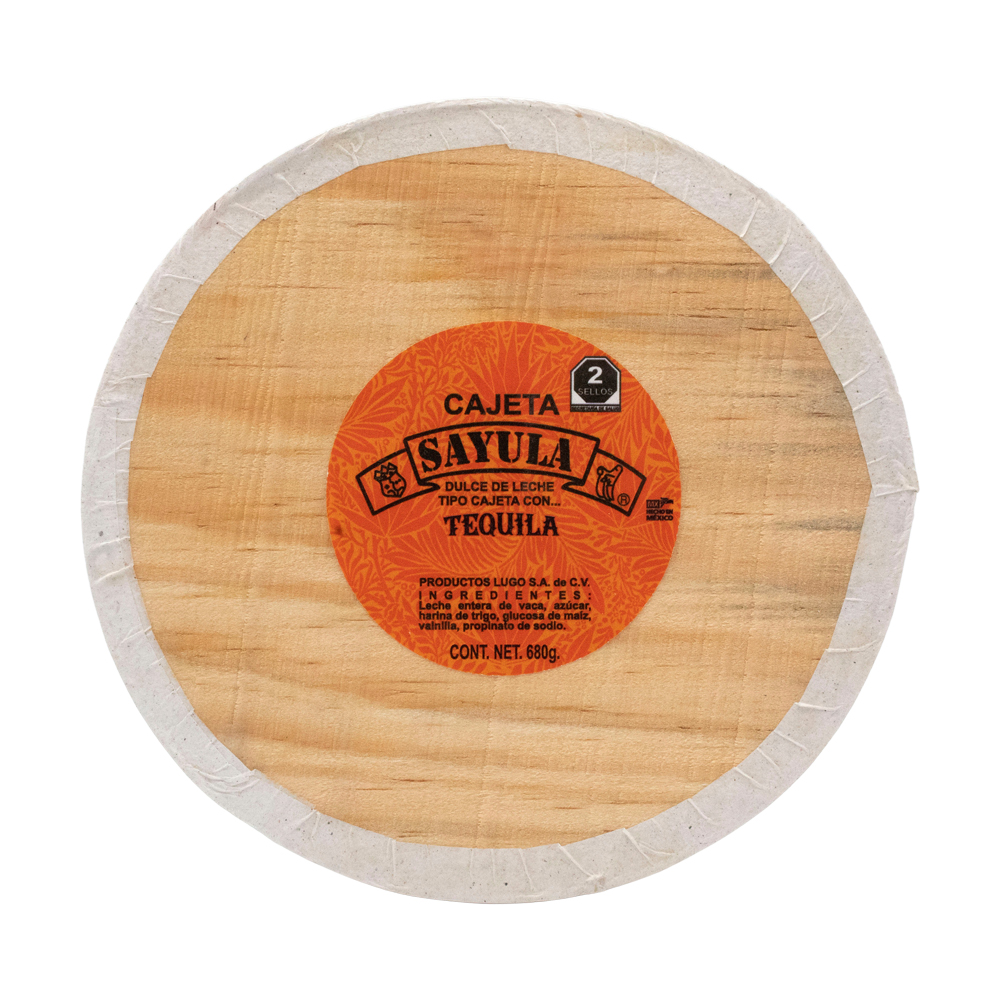 Cajeta Sayula Lugo Redonda De Madera Jumbo Con Tequila 610gr