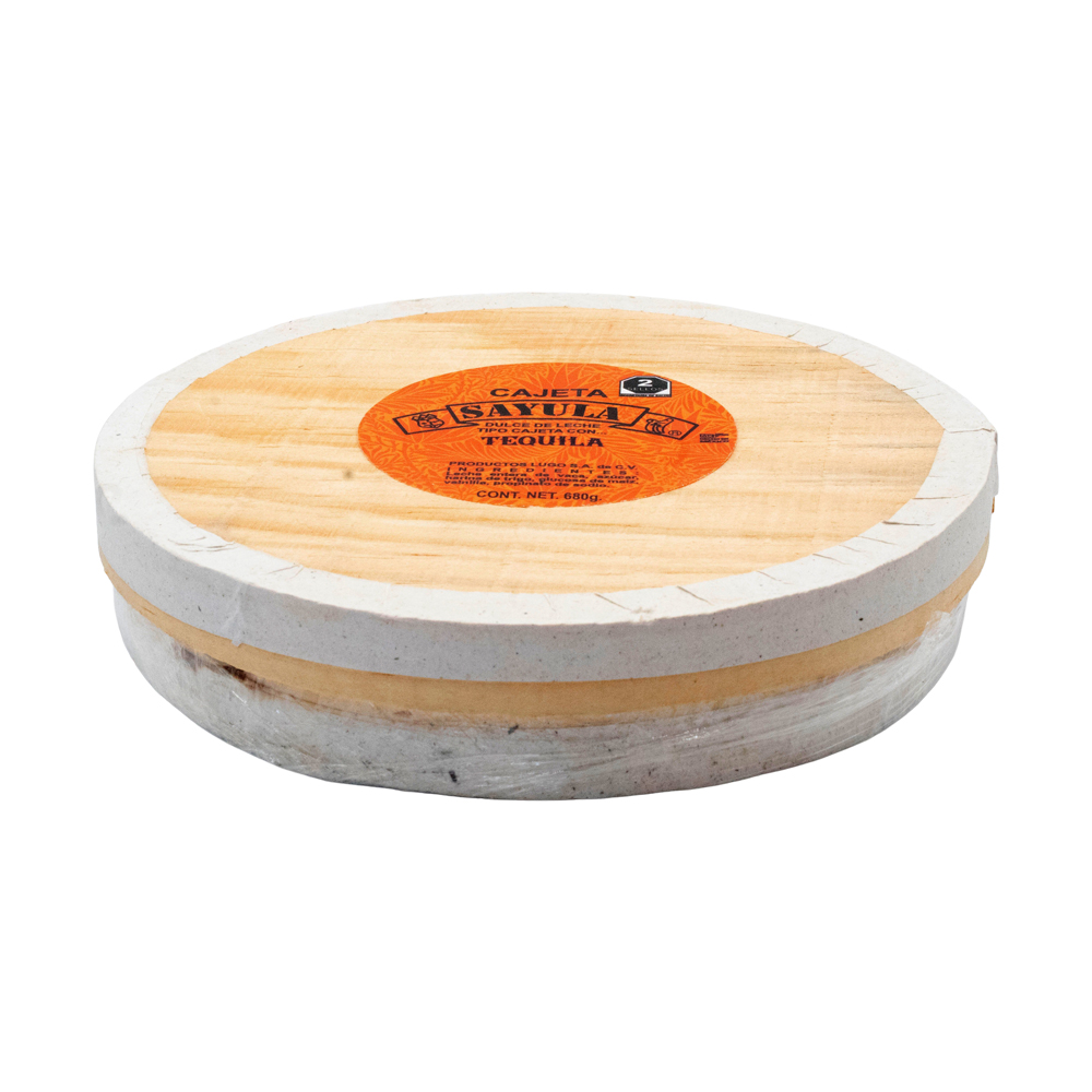 Cajeta Sayula Lugo Redonda De Madera Jumbo Con Tequila 610gr