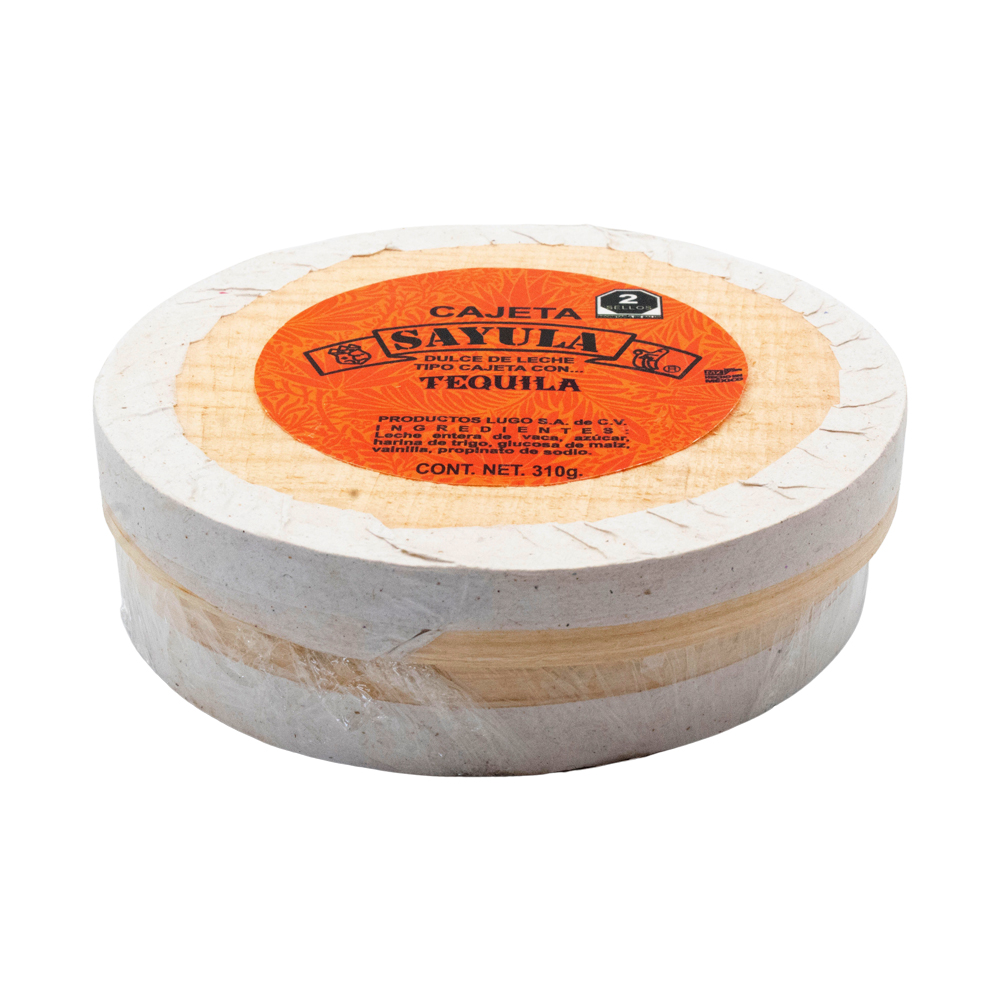 Cajeta Sayula Lugo Redonda De Madera Grande Con Tequila 280g