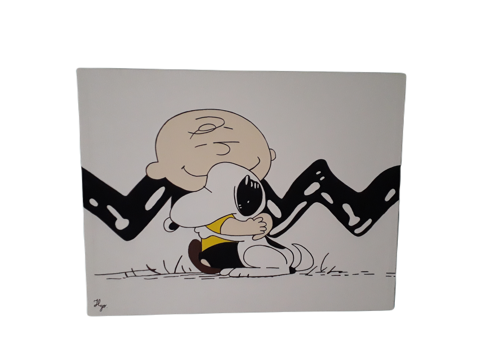 Cuadro decorativo pintado a mano Galería Oneris SNOOPY CHARLIE BROWN 90x60