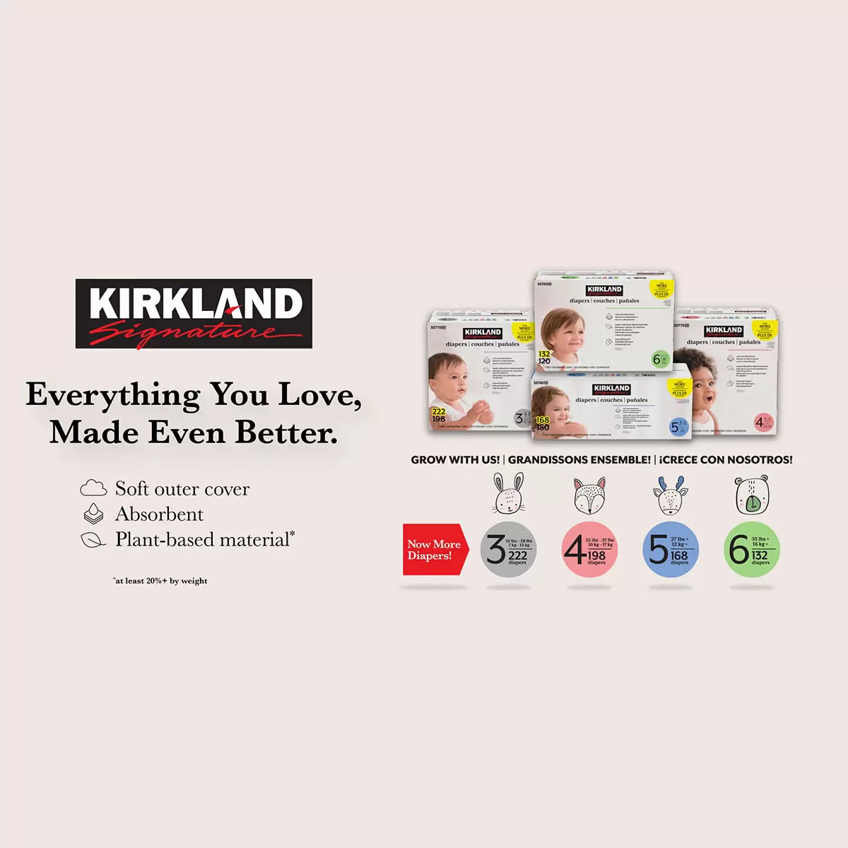 Pañales Kirkland Signature 1481674 Contenido 168 Piezas CST
