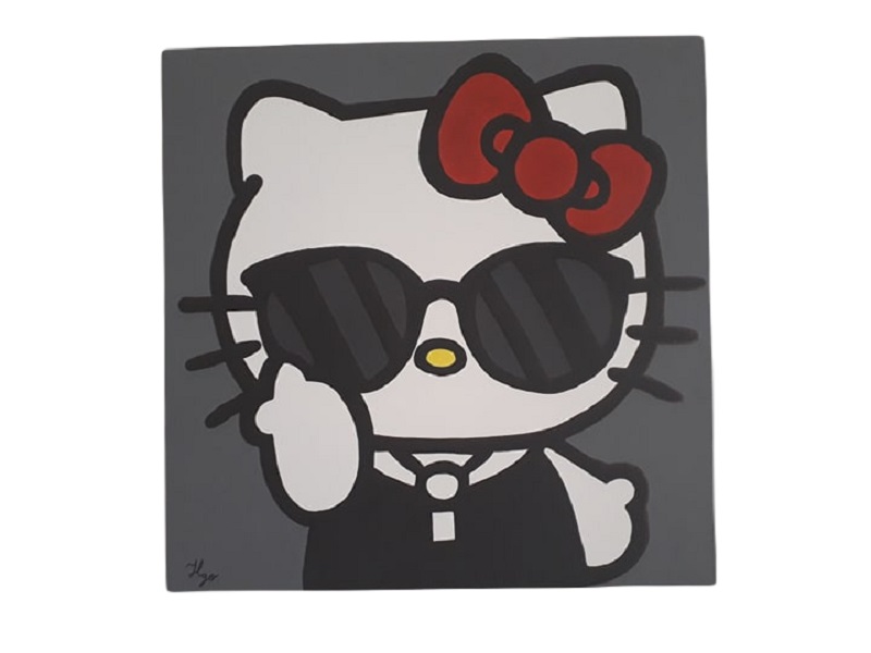 Cuadro decorativo pintado a mano Galería Oneris Cuadro decorativo Moderno - Pintura HELLO KITTY LENTES DE SOL 70x70