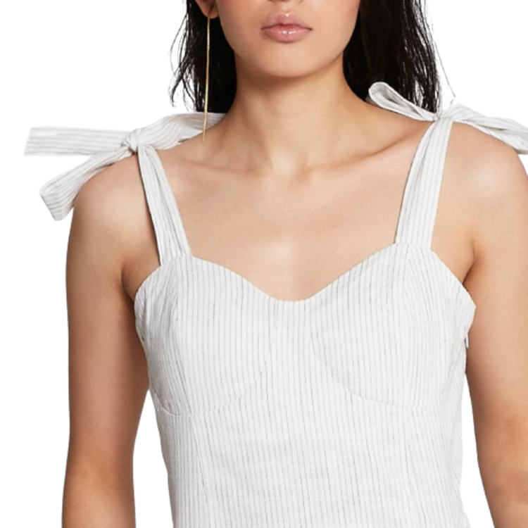 Vestido casual para mujer, liso de cuello cuadrado, color blanco, mod. 832638