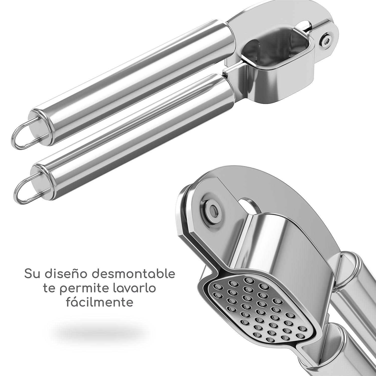 Bazzeff Exprimidor de Ajos de Acero Inoxidable. Prensa de Ajos. Aplasta Ajos. Triturador de Ajo o Jengibre para Alimentos. Garlic Press