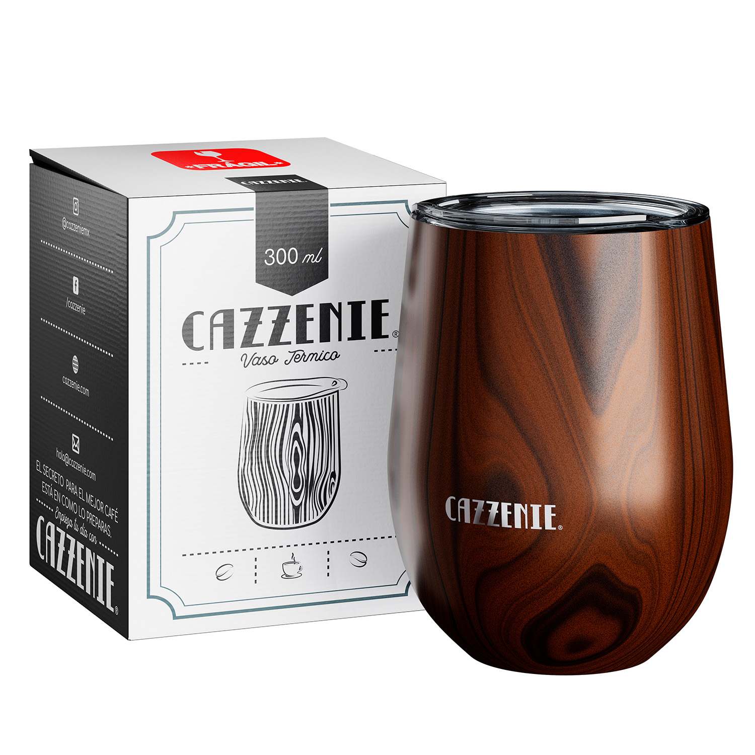 Cazzenie Vaso Termico para Cafe, Te, Vino de 300 ml. Termo con Doble Pared Vintage para Prolongar la Temperatura de Bebidas Frias o Calientes. Coffee Mug