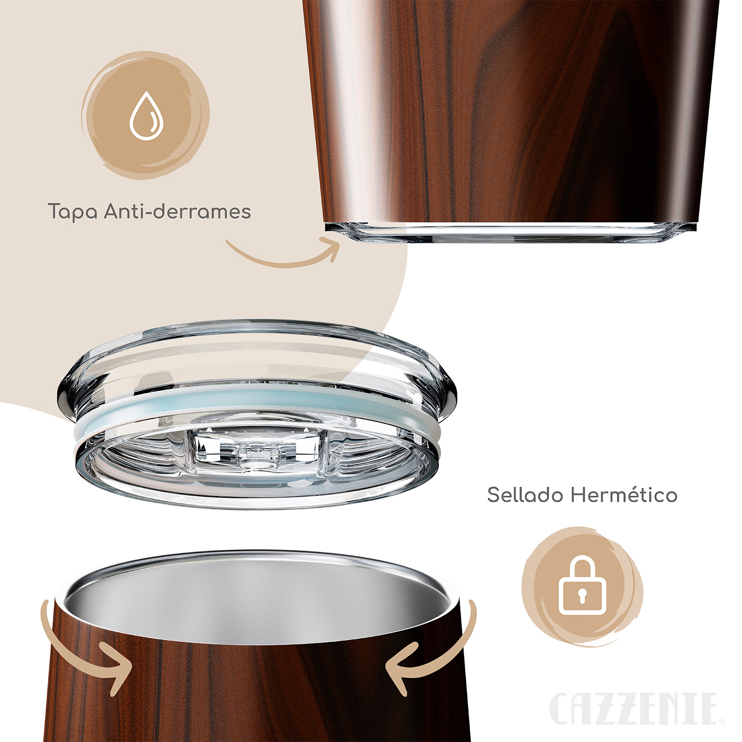 Cazzenie Vaso Termico para Cafe, Te, Vino de 300 ml. Termo con Doble Pared Vintage para Prolongar la Temperatura de Bebidas Frias o Calientes. Coffee Mug