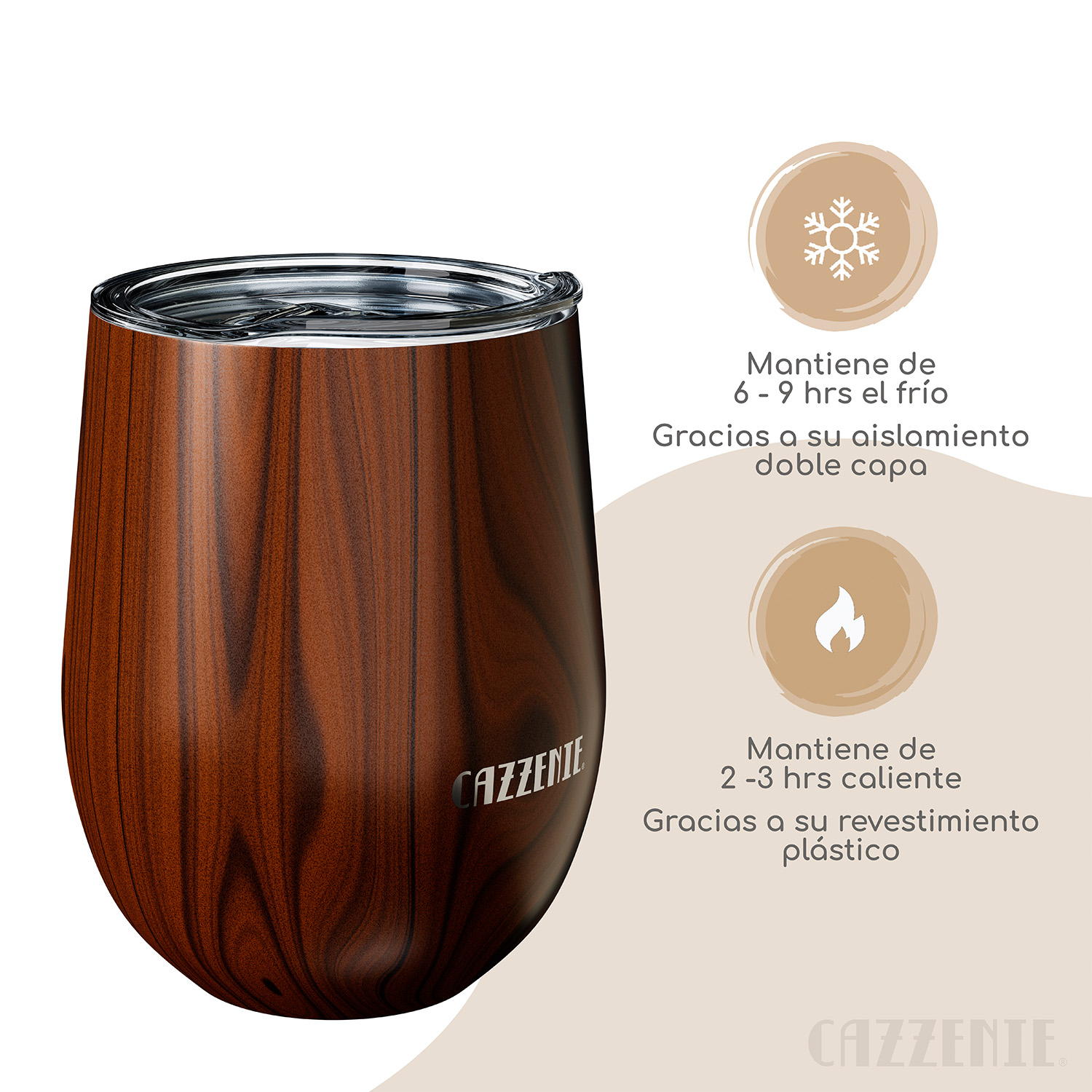 Cazzenie Vaso Termico para Cafe, Te, Vino de 300 ml. Termo con Doble Pared Vintage para Prolongar la Temperatura de Bebidas Frias o Calientes. Coffee Mug