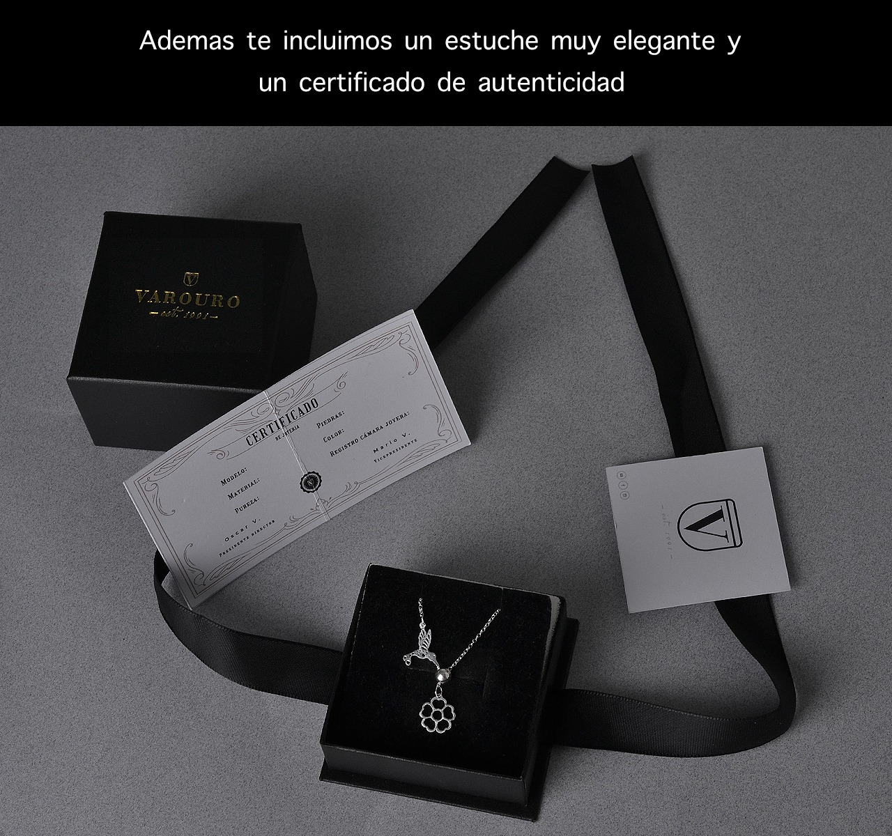 Gargantilla Colibrí Ave Flor Plata Ley 925 Collar Y Dije