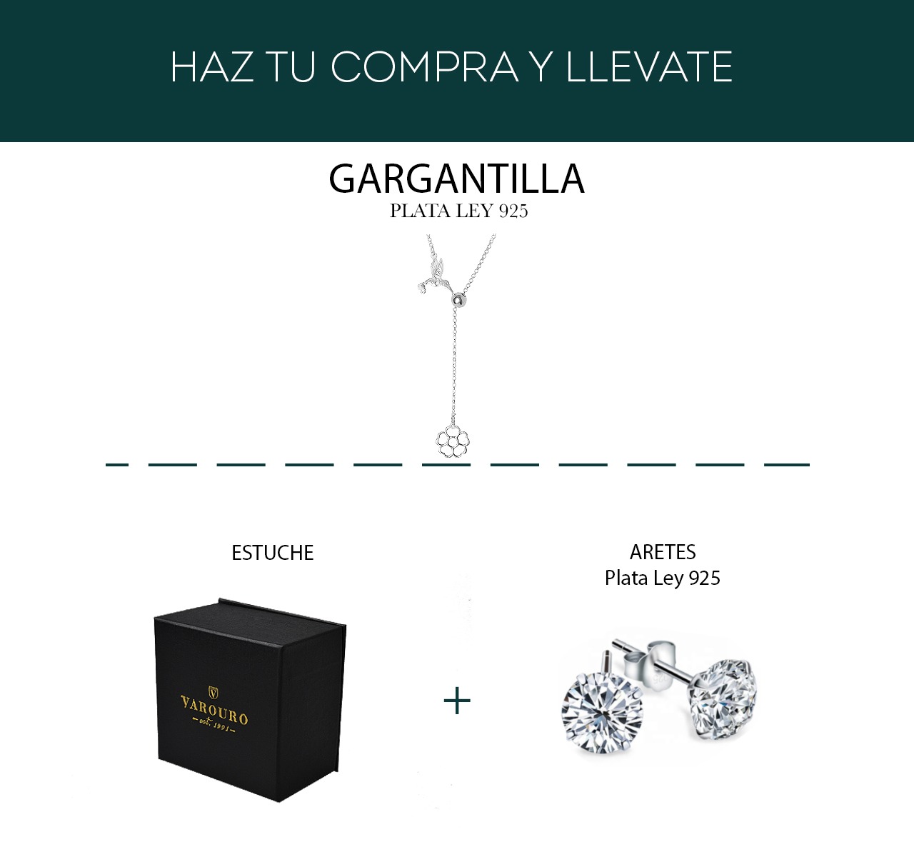 Gargantilla Colibrí Ave Flor Plata Ley 925 Collar Y Dije