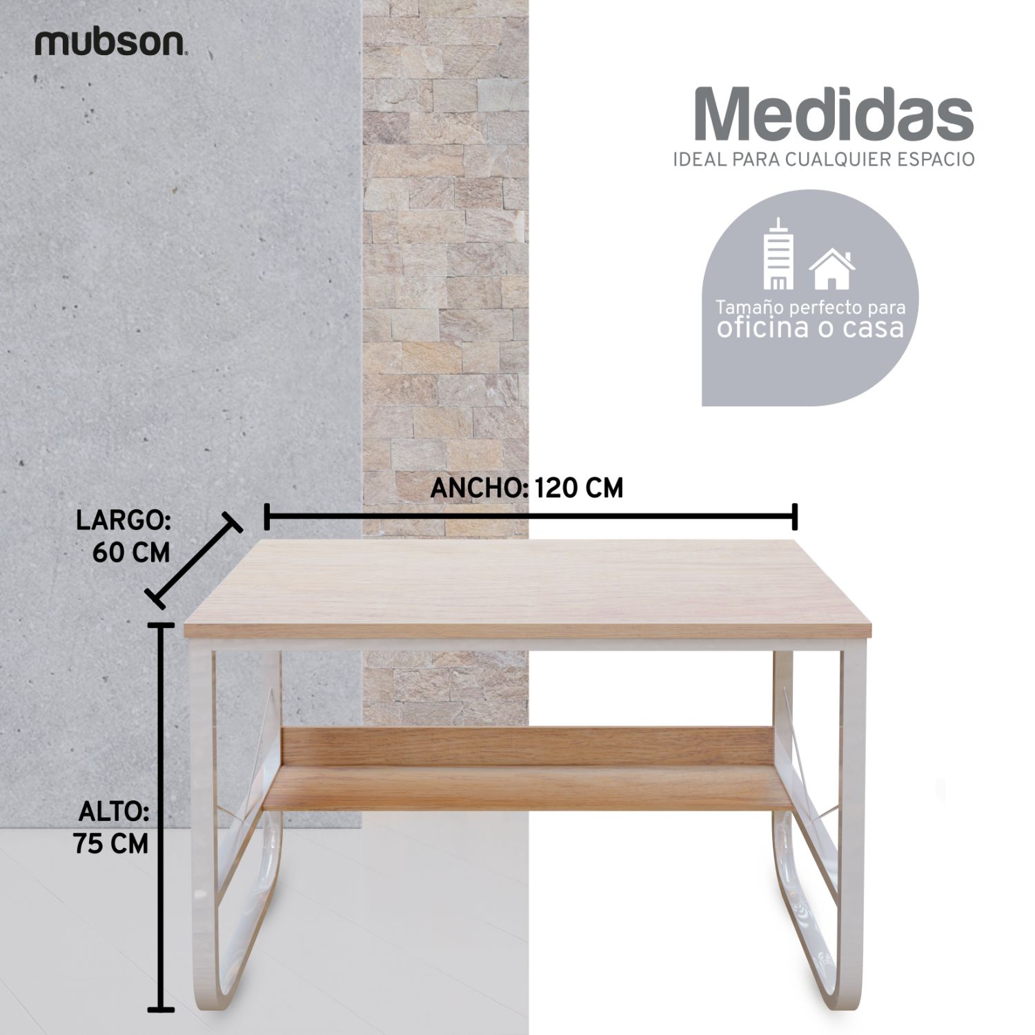 Mubson Escritorio para Trabajo o Estudio con Amplia Superficie de 120x60 de Madera MDF. Mesa para Laptop con Armado Amigable