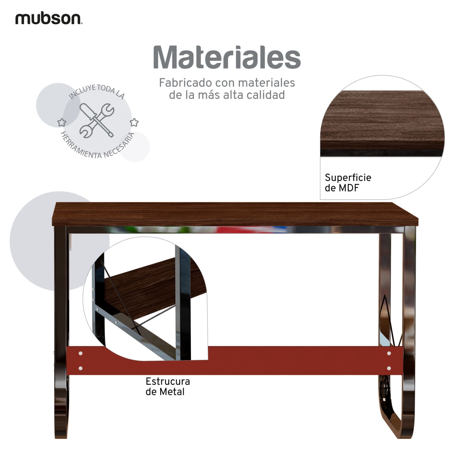 Mubson Escritorio para Trabajo o Estudio con Amplia Superficie de 120x60 de Madera MDF. Mesa para Laptop con Armado Amigable