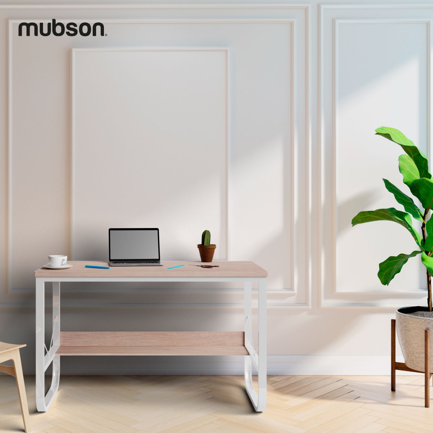 Mubson Escritorio para Trabajo o Estudio con Amplia Superficie de 120x60 de Madera MDF. Mesa para Laptop con Armado Amigable