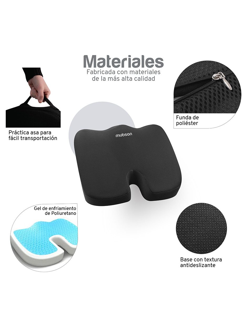 Mubson Cojin para Coxis y Ciatica de Gel para Silla de Oficina o Gamer. Reduce Dolores de Espalda. Cojin Ortopedico