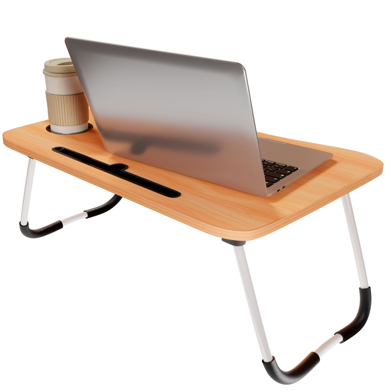 Mubson Mesa para Laptop Plegable con Portavasos y Soporte para Celular o Tablet. Desayunador o Mesa para Cama. Escritorio Portatil