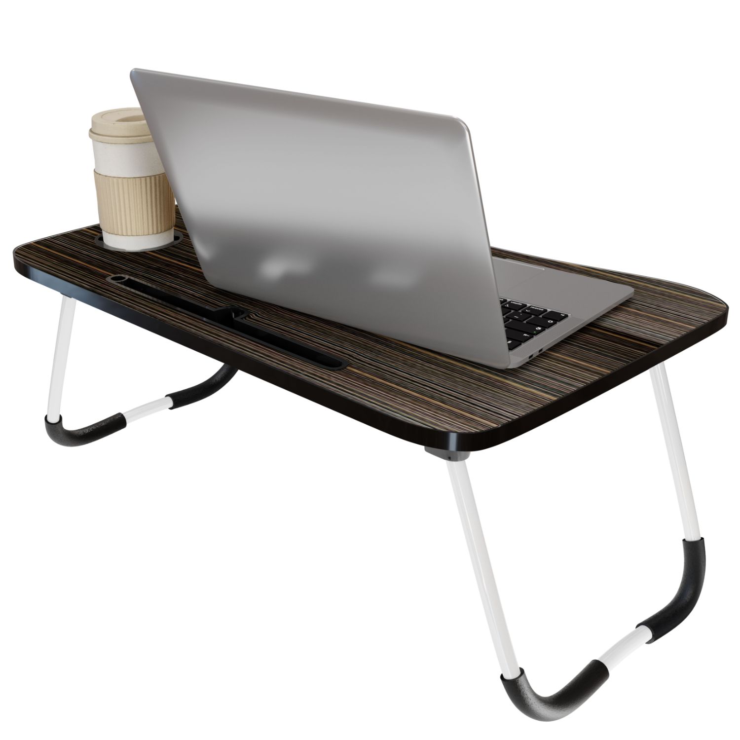 Mubson Mesa para Laptop Plegable con Portavasos y Soporte para Celular o Tablet. Desayunador o Mesa para Cama. Escritorio Portatil