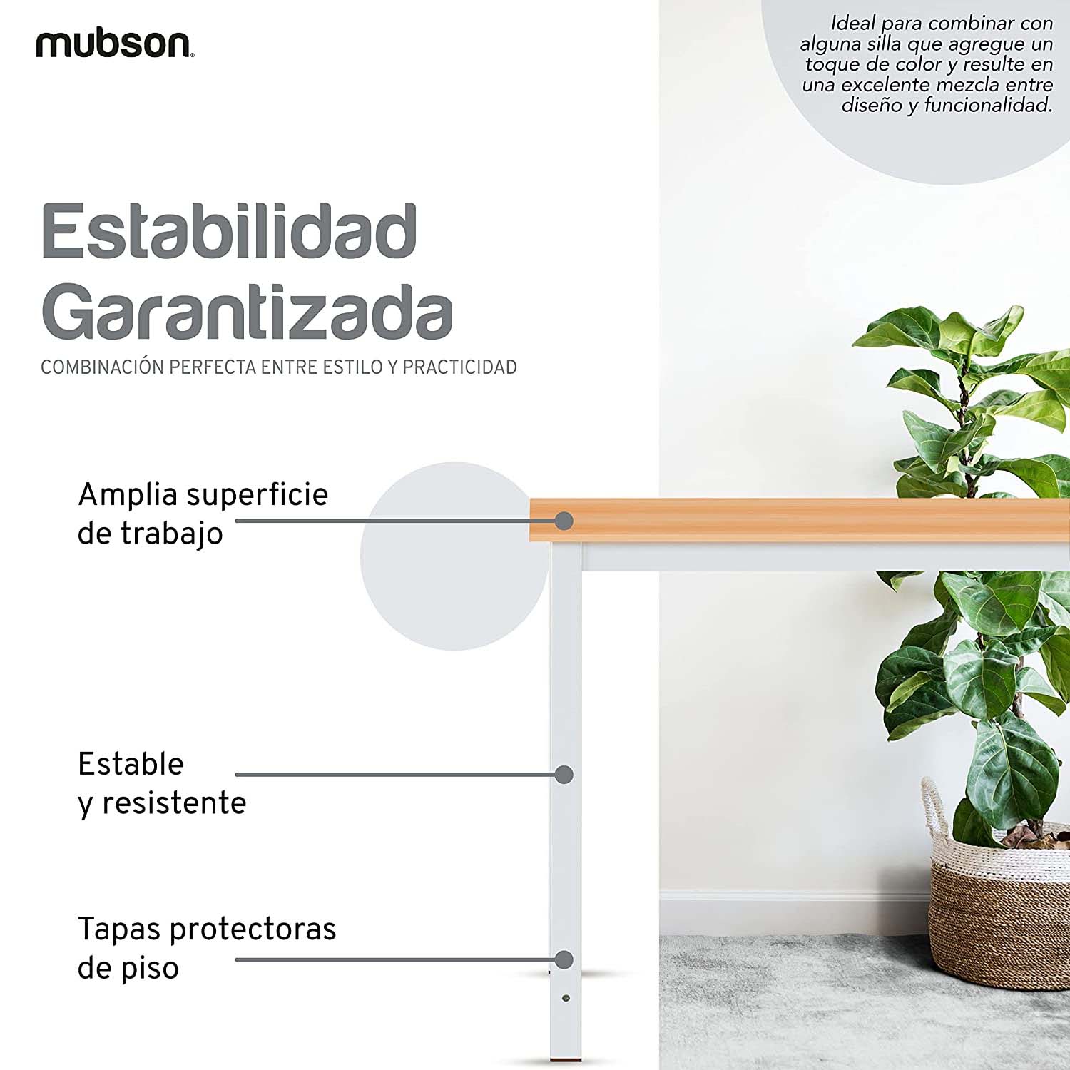 Mubson Escritorio para Oficina o Estudio con Amplia Superficie de 100x50 de Madera MDF. Mesa para Laptop. Escritorio Gamer