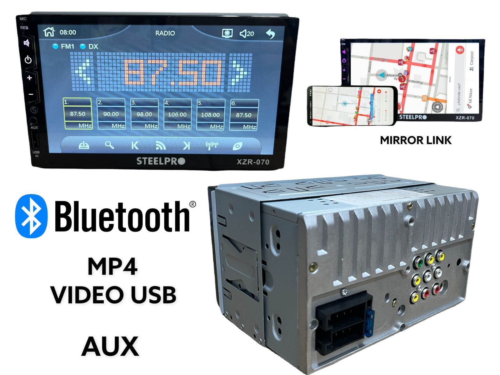 Estereo con pantalla Steelpro XZR-070 camara de reversa bp-et3988