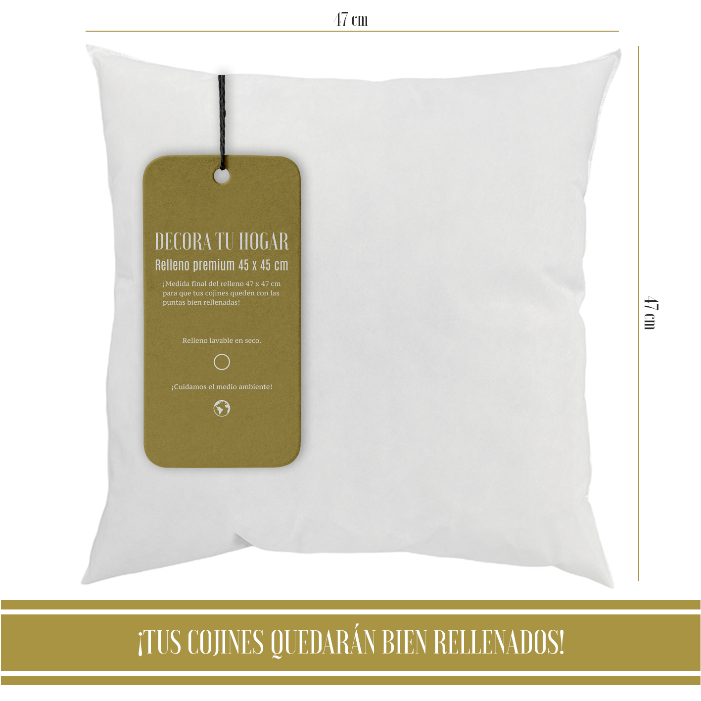 Relleno Premium Para Cojín Decorativo 45x45 Cm Marca Goût