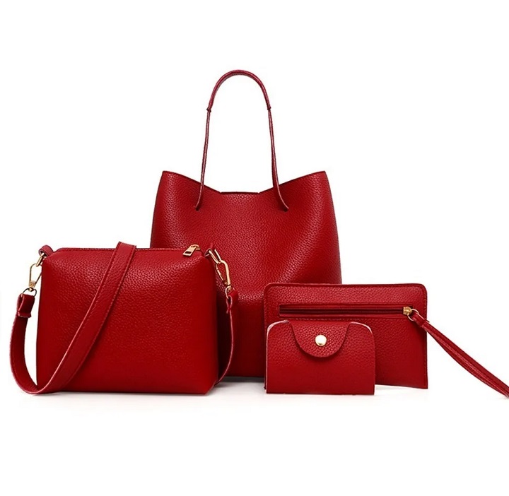 Bolso Casual Para Mujer 4 Piezas Rojo
