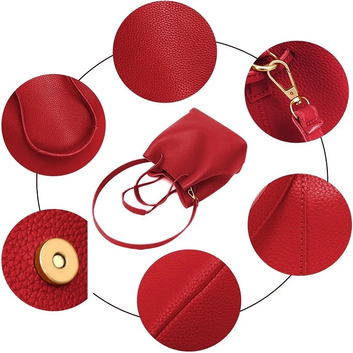 Bolso Casual Para Mujer 4 Piezas Rojo