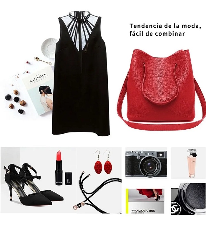 Bolso Casual Para Mujer 4 Piezas Rojo