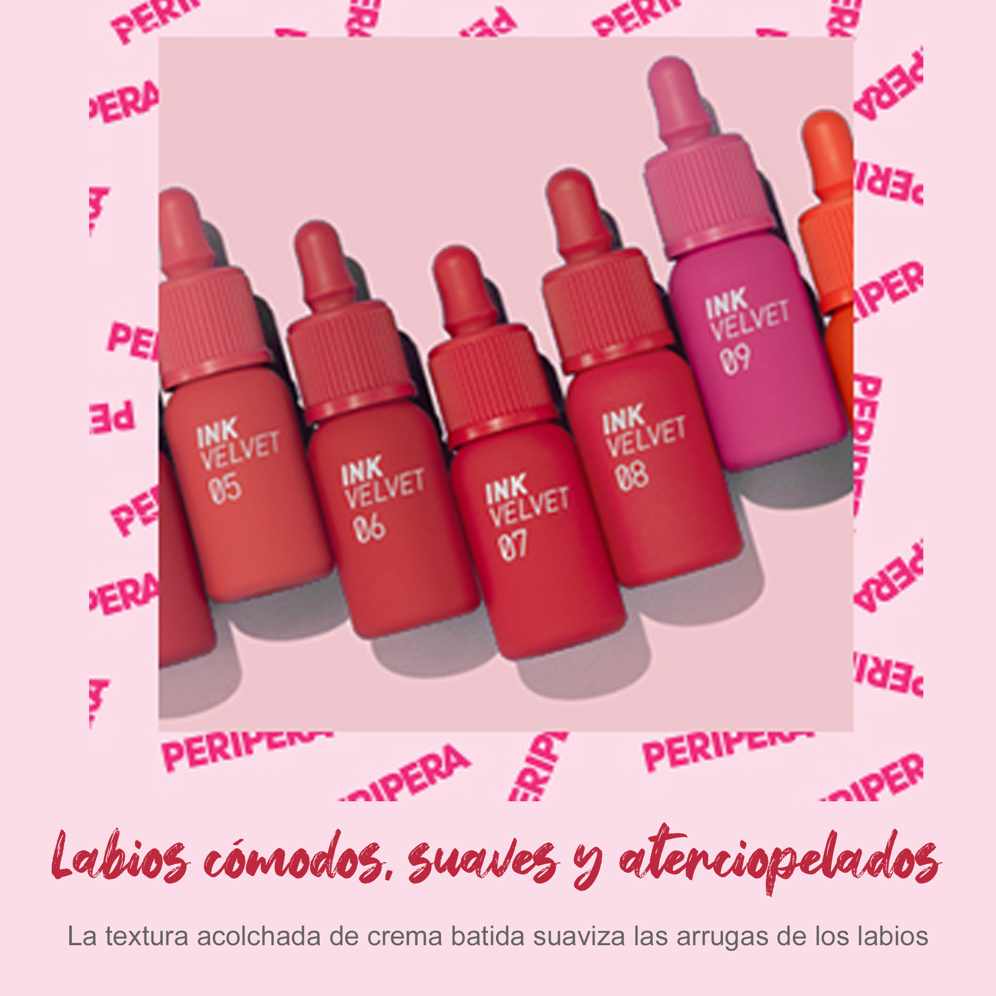  labial Tinta Coreana PeriPera InkVelvet Color 16 Rojo