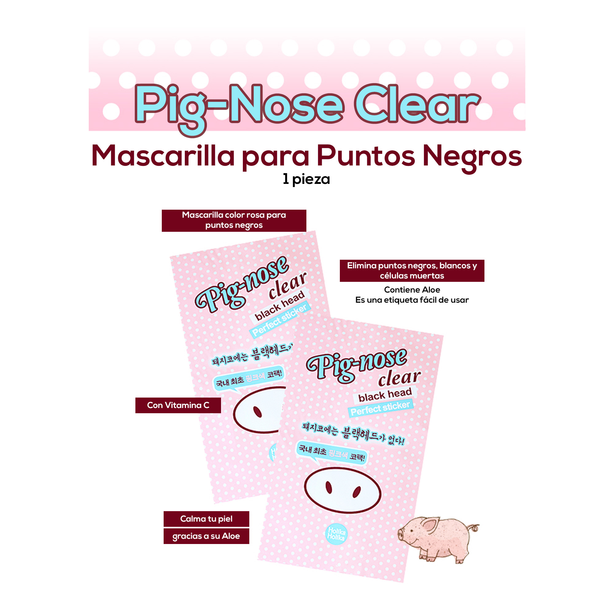 Mascarilla Facial Coreana Para Punto Negro Holika Holika Pig 10pzs