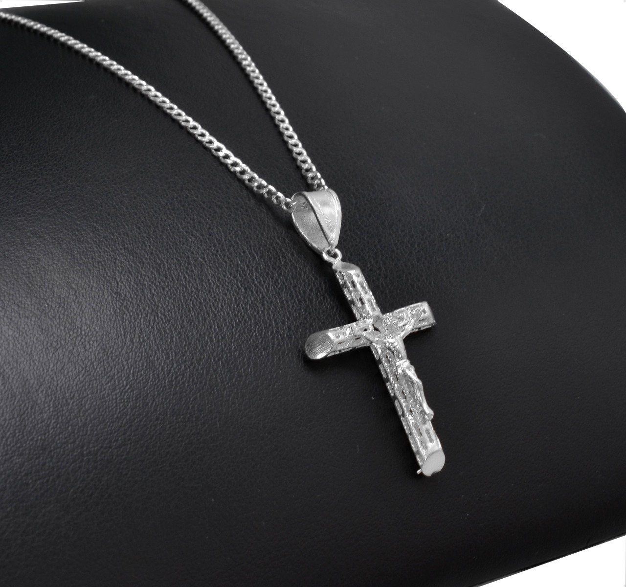 Cruz Cristo Dije Y Cadena Cubana Plata Ley 925 + Regalo