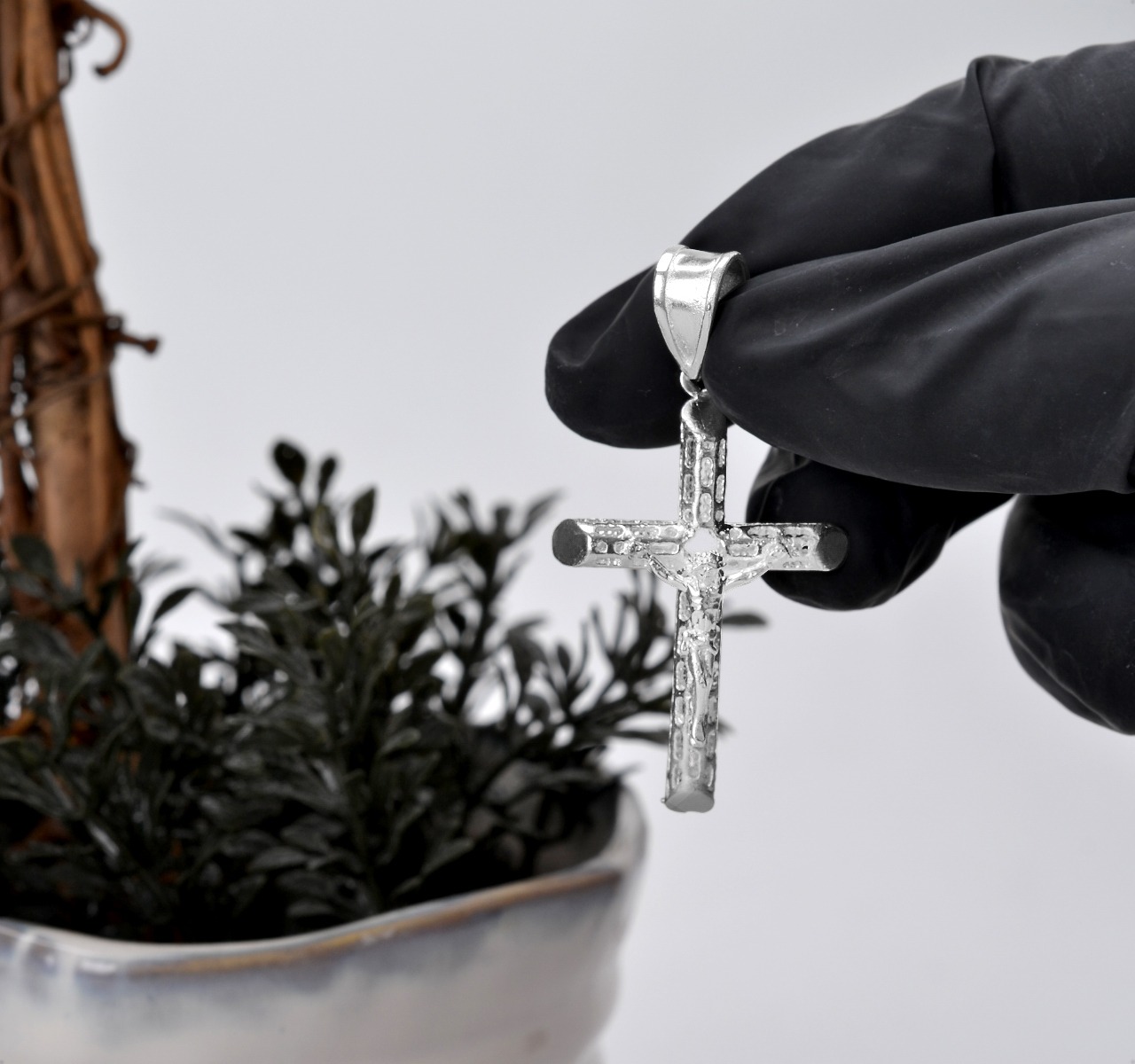 Cruz Cristo Dije Y Cadena Cubana Plata Ley 925 + Regalo