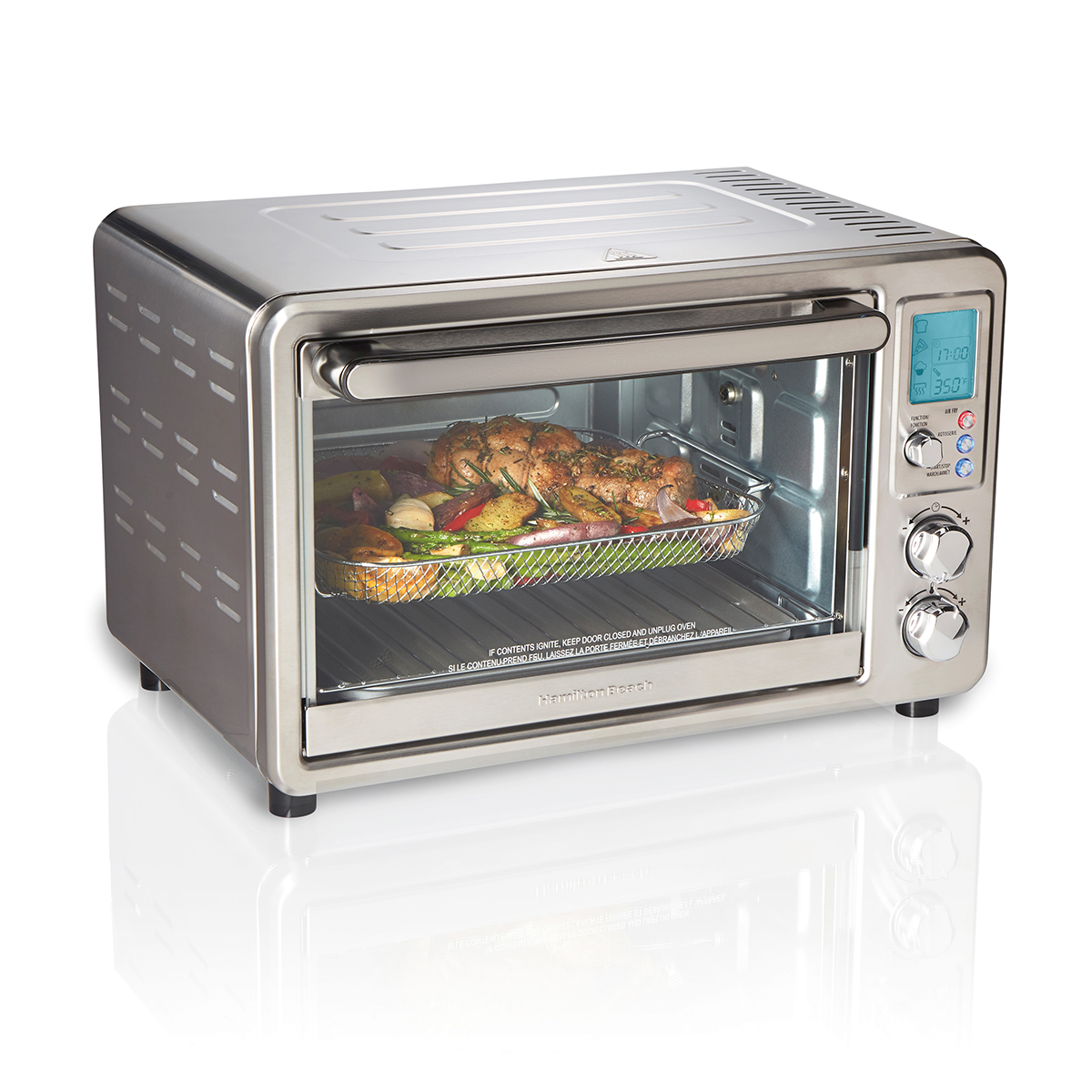 Horno Digital Hamilton Beach 31193 con Freidora de Aire y Rostizador Plata