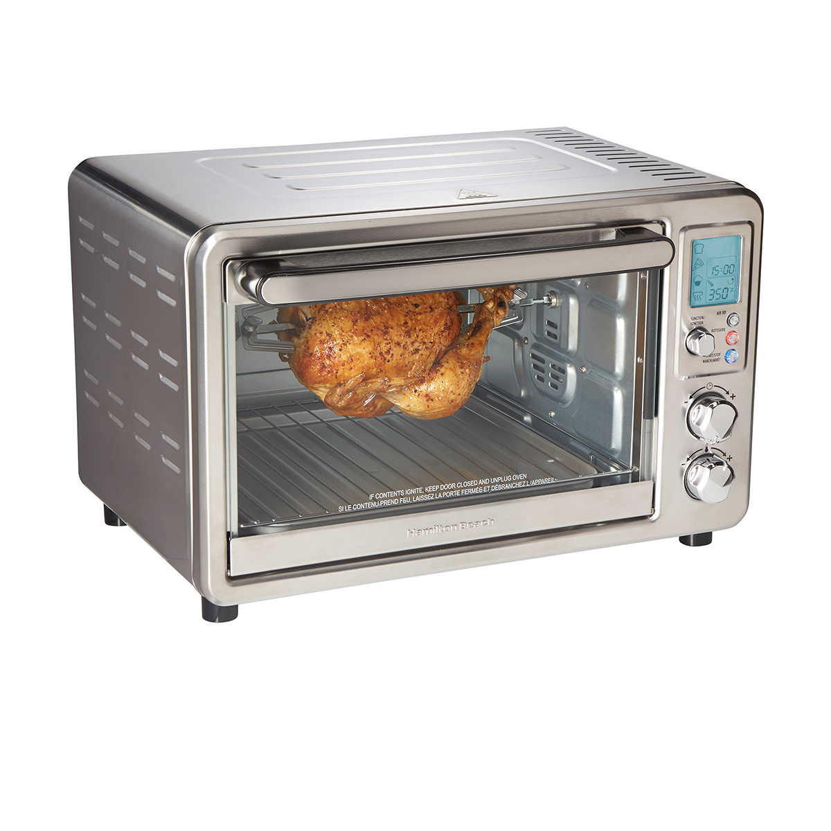 Horno Digital Hamilton Beach 31193 con Freidora de Aire y Rostizador Plata