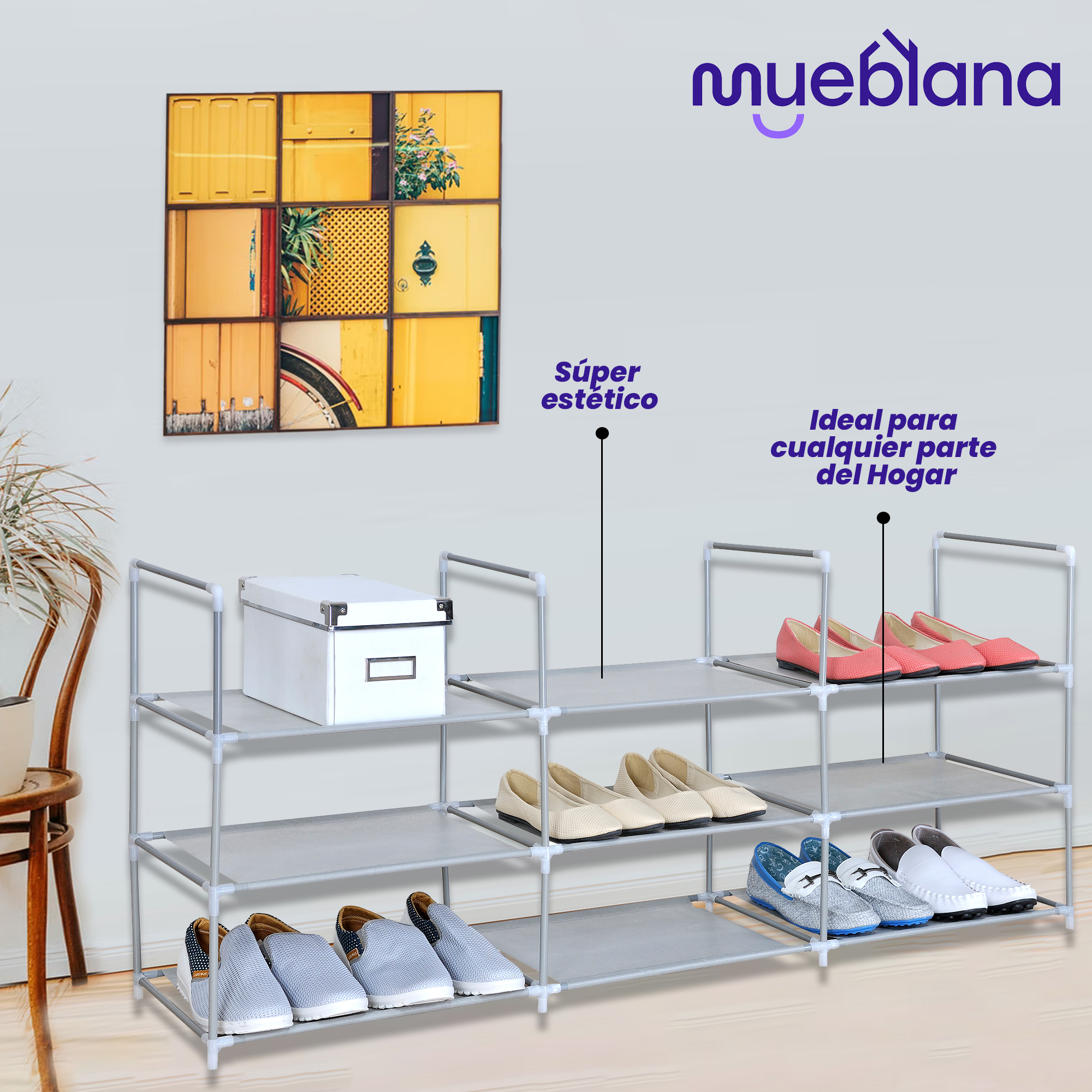 Mueblana Zapatera Capri 18 Pares Estante Organizador para Zapatos Para el Hogar Muebles para Recamara Mantiene tus Zapatos Ordenados
