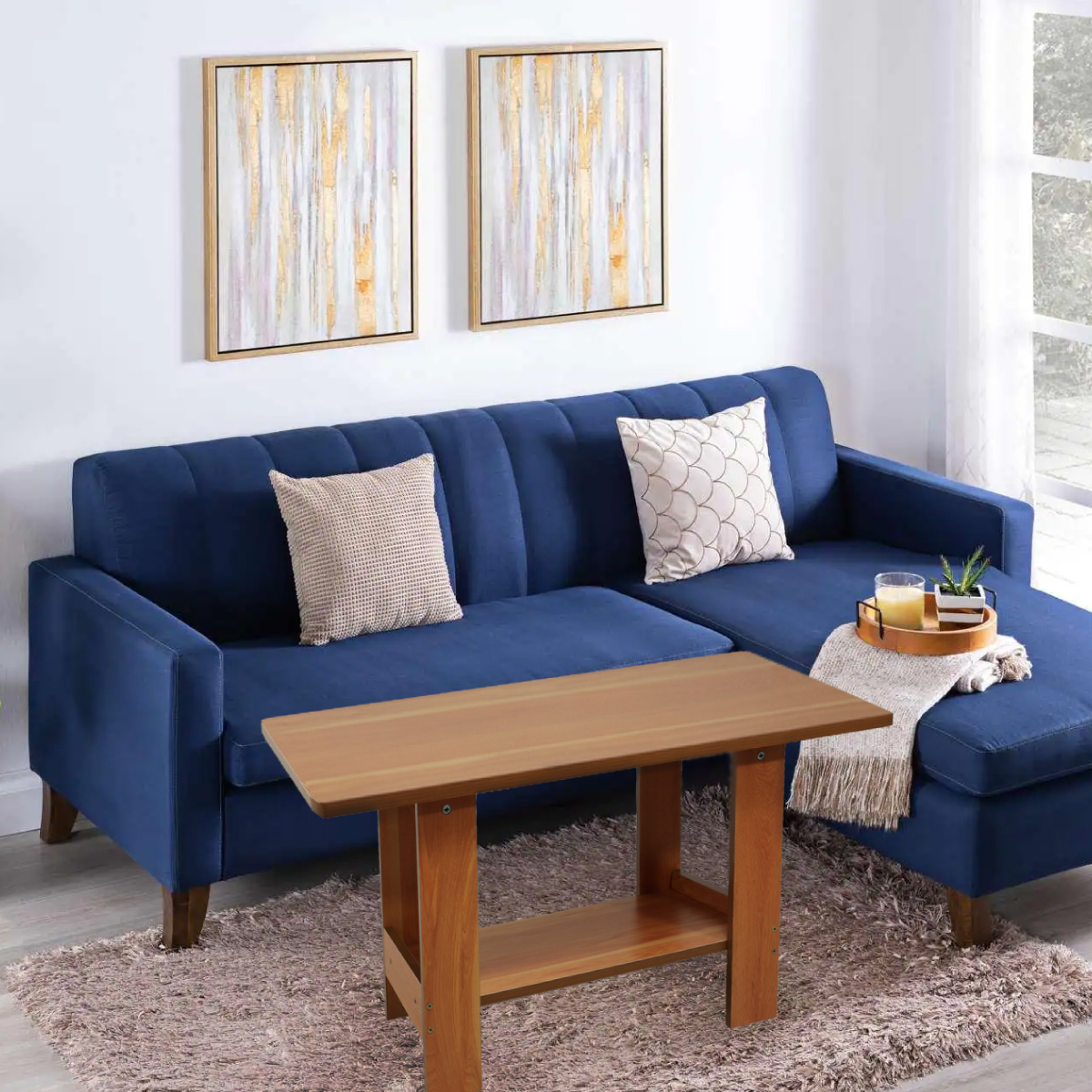 Ilios Innova Mesa de Centro para sala de estar Elegante mesa auxiliar con dos niveles resistente y estable. 