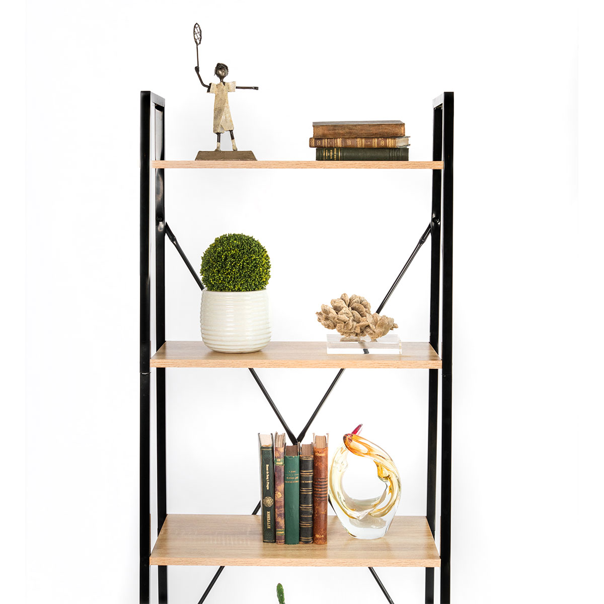 Mueblana Estante Clare Mueble Organizador de Acero con Repisas Librero con Estantes Organizadores Perfecto para el Hogar Muebles para Recamara, Organización y Decorativo