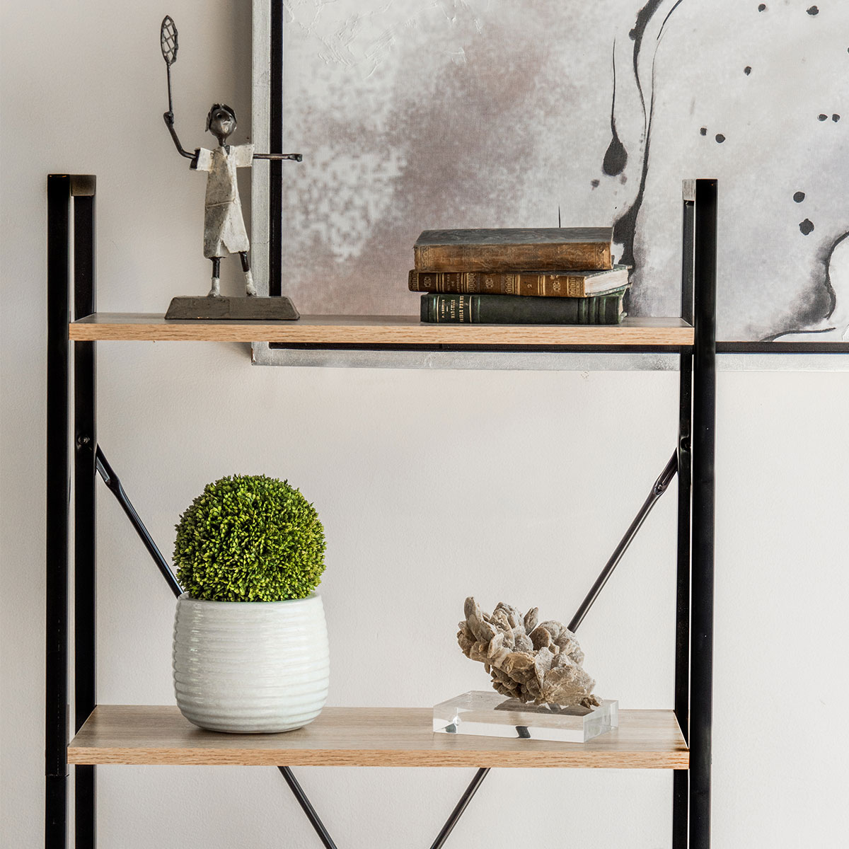 Mueblana Estante Clare Mueble Organizador de Acero con Repisas Librero con Estantes Organizadores Perfecto para el Hogar Muebles para Recamara, Organización y Decorativo