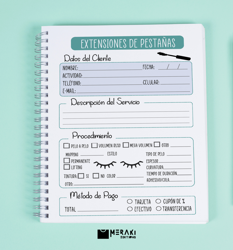 Agenda Para Citas Pestañas / Agenda Salón Belleza