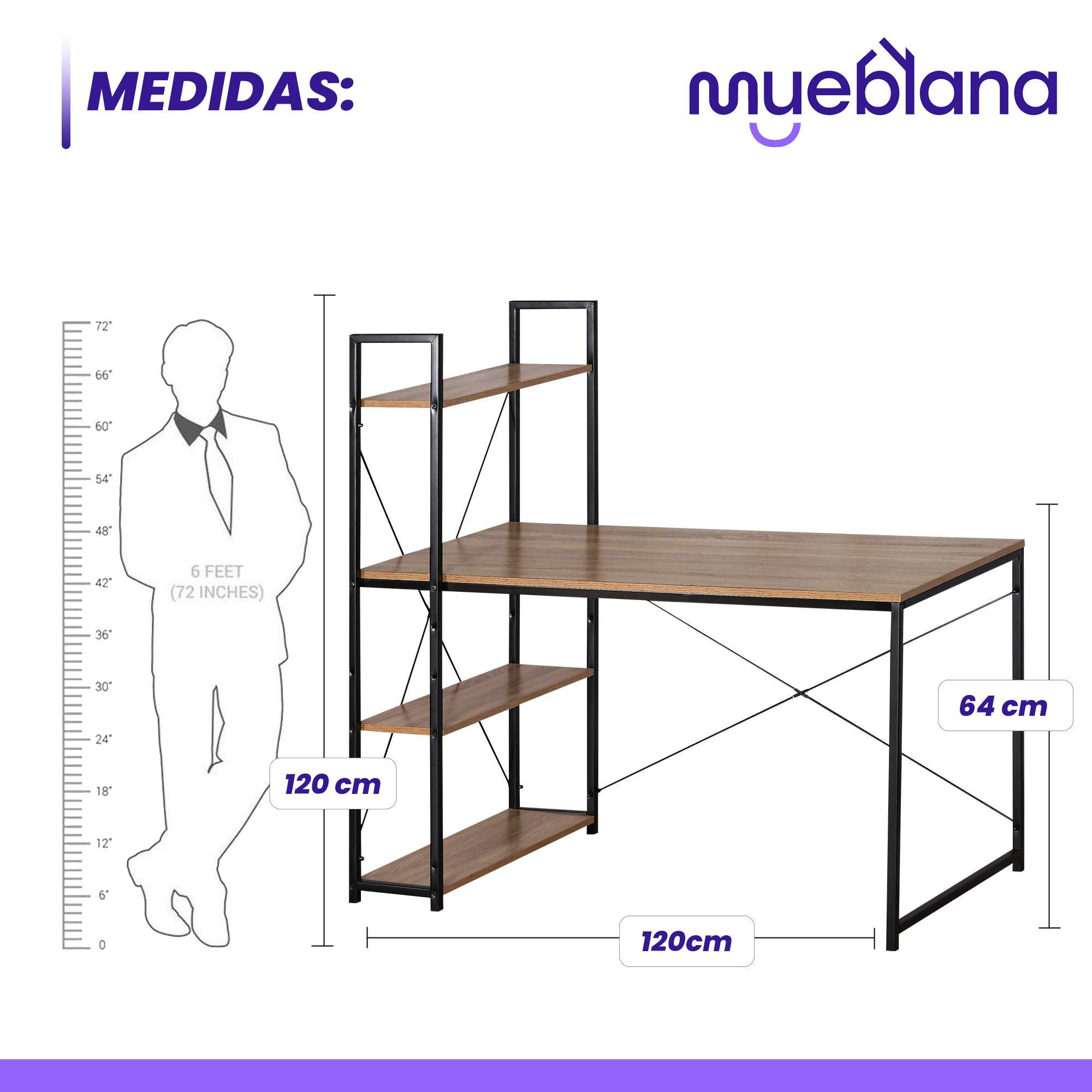 Mueblana Escritorio Cassel Escritorio Minimalista y Moderno Escritorios Modernos Juveniles Mesa de Trabajo Perfecta para Home Office y Estudios Hecha de Melamina y Acero