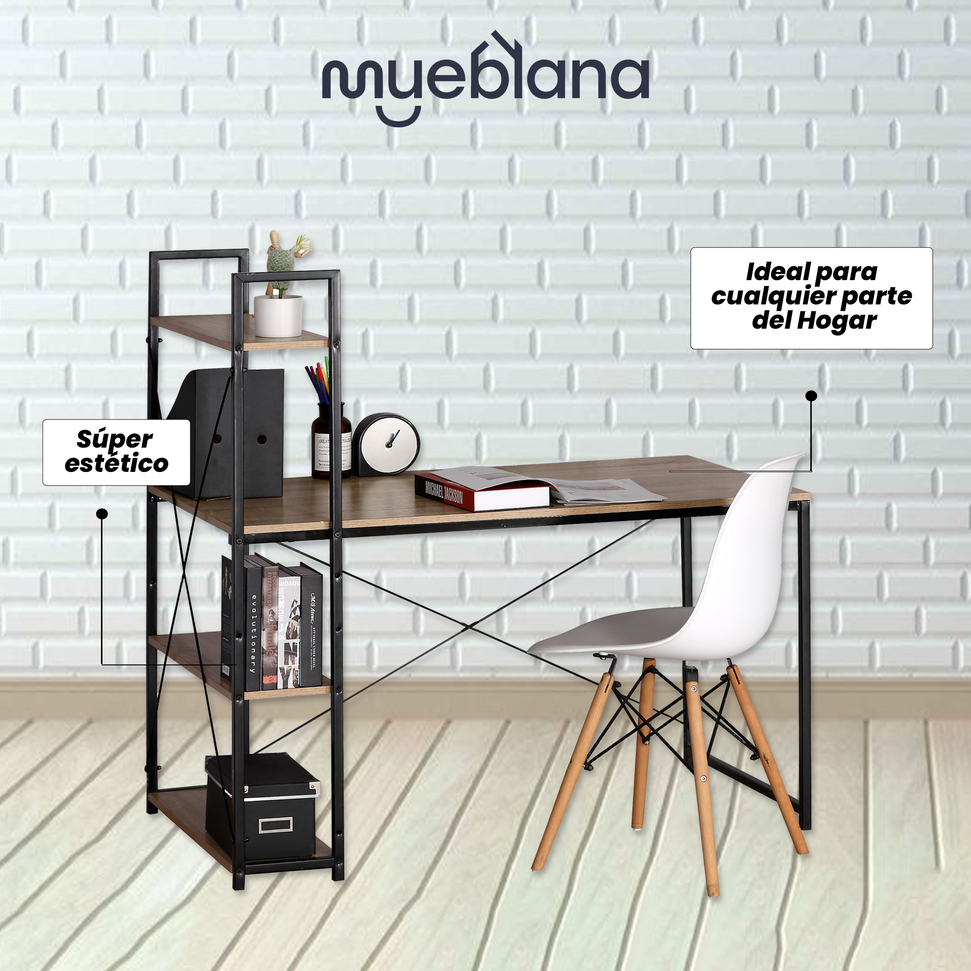 Mueblana Escritorio Cassel Escritorio Minimalista y Moderno Escritorios Modernos Juveniles Mesa de Trabajo Perfecta para Home Office y Estudios Hecha de Melamina y Acero