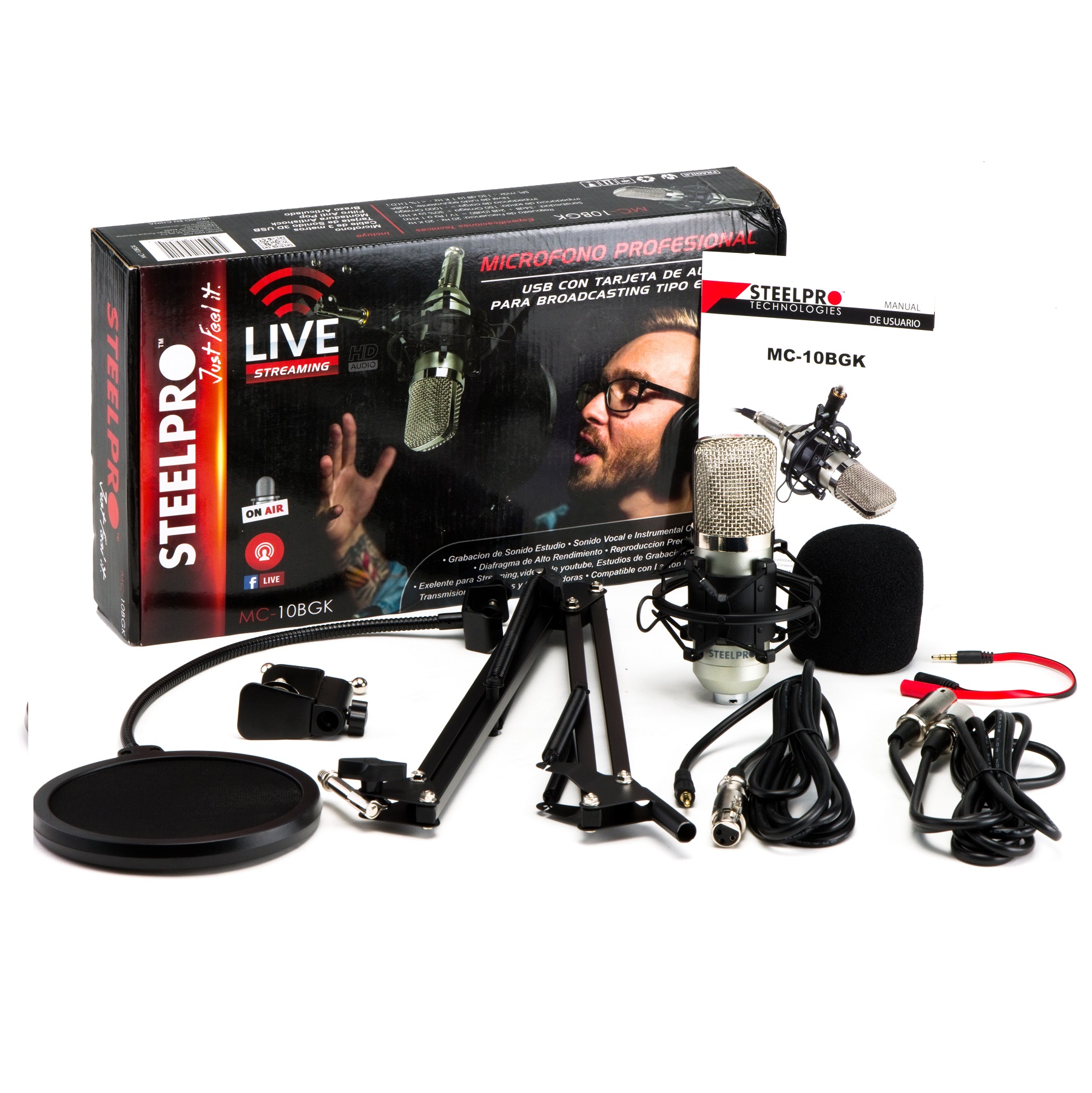 Micrófono Condensador  unidireccional Streaming Steel pro