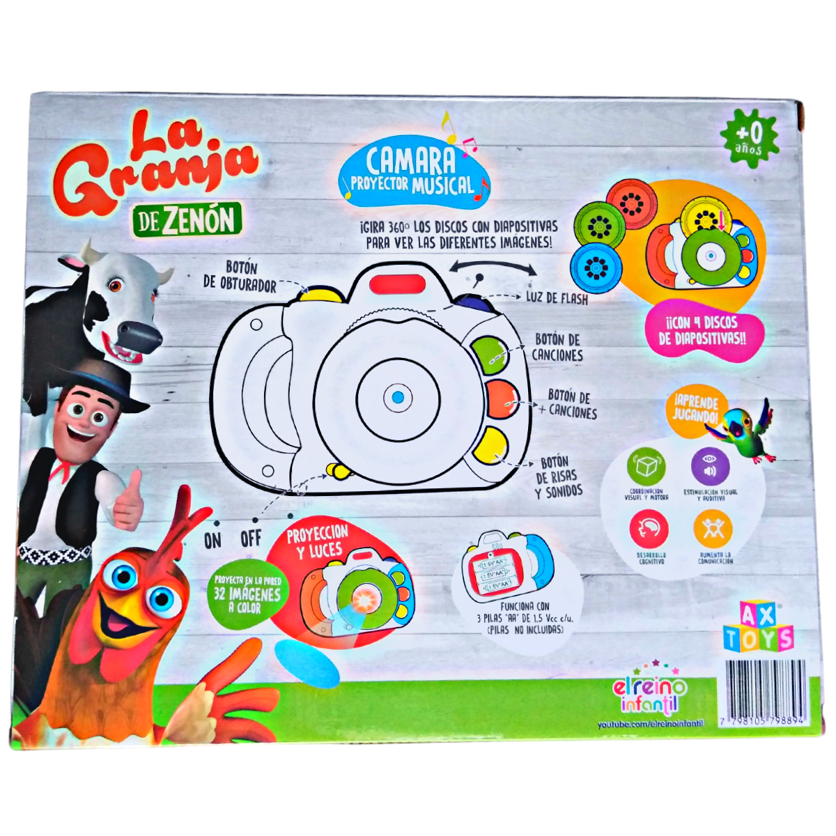 Cámara Proyectora Musical Con 32 Imágenes La Granja De Zenón