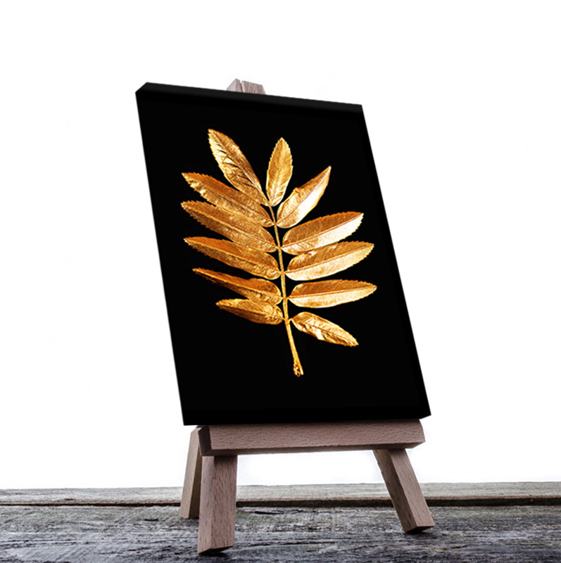 Cuadro Decorativo Moderno de hojas en dorado #75 de 40 x 60 cm