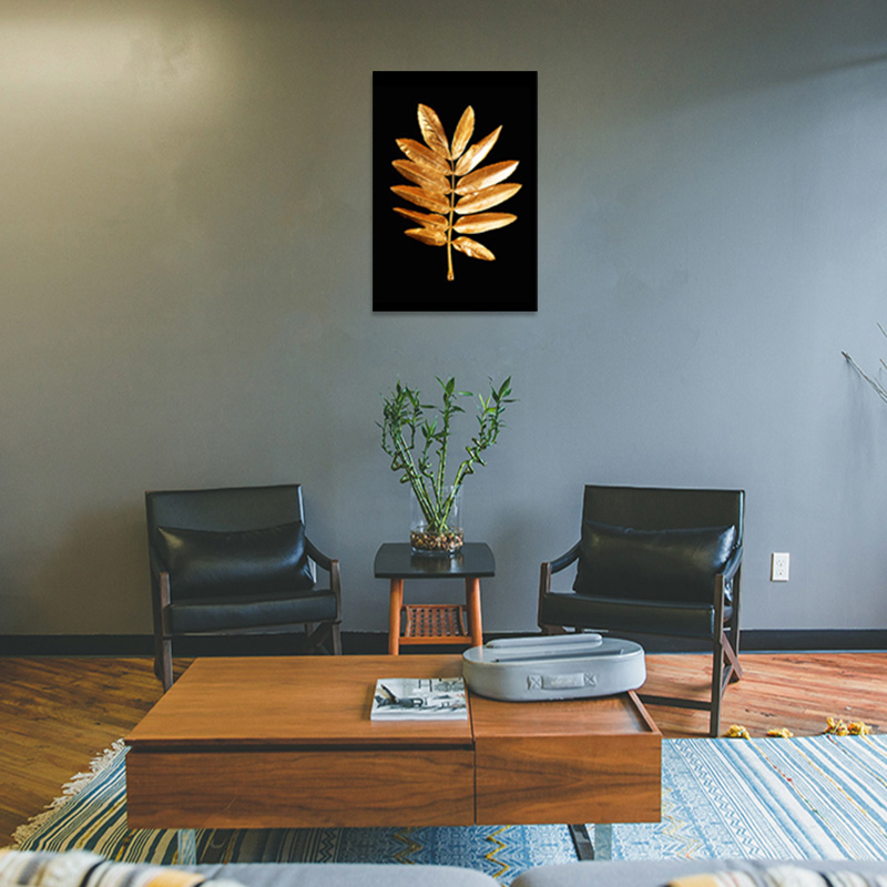 Cuadro Decorativo Moderno de hojas en dorado #75 de 40 x 60 cm
