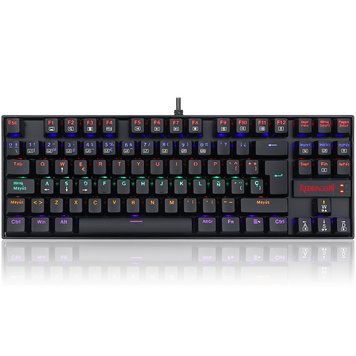 Teclado Redragon Kumara Rainbow Black K552-KR Mecanico Switch Red Gaming Español.