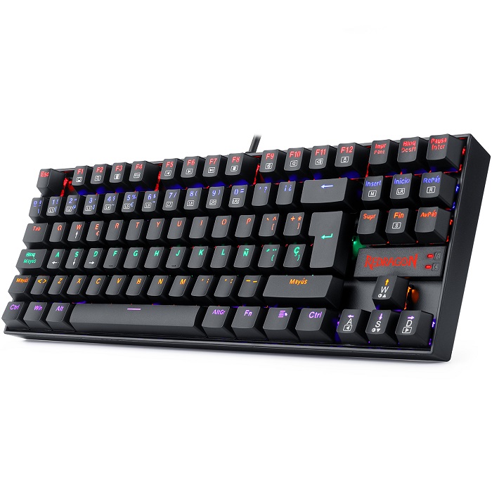 Teclado Redragon Kumara Rainbow Black K552-KR Mecanico Switch Red Gaming Español.