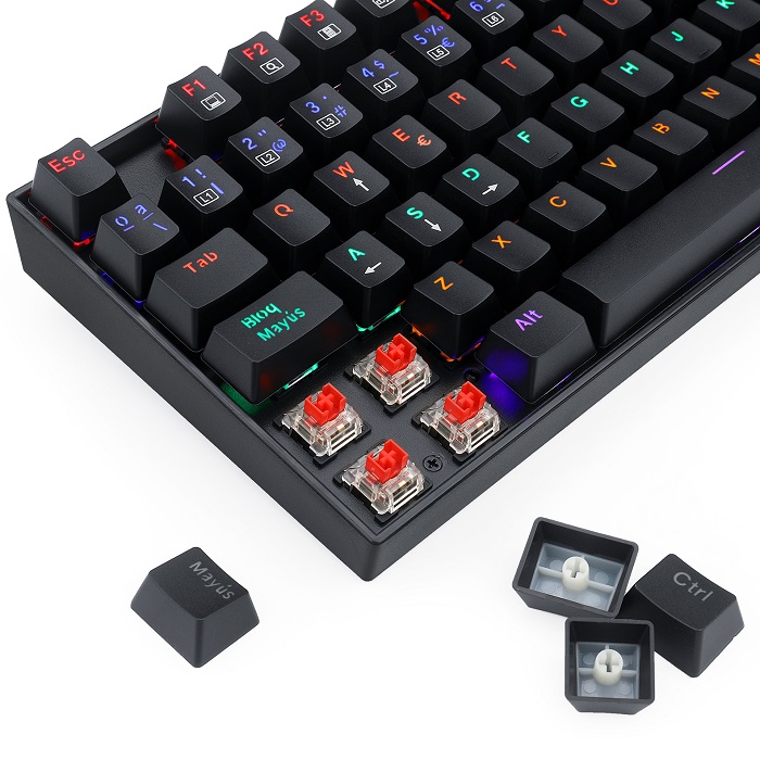Teclado Redragon Kumara Rainbow Black K552-KR Mecanico Switch Red Gaming Español.