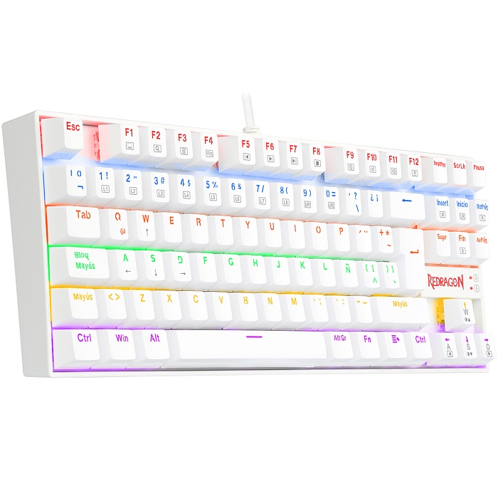 Teclado Redragon Kumara Rainbow White K552W-KR Mecanico Switch Red Gaming Español
