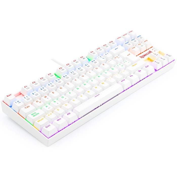 Teclado Redragon Kumara Rainbow White K552W-KR Mecanico Switch Red Gaming Español