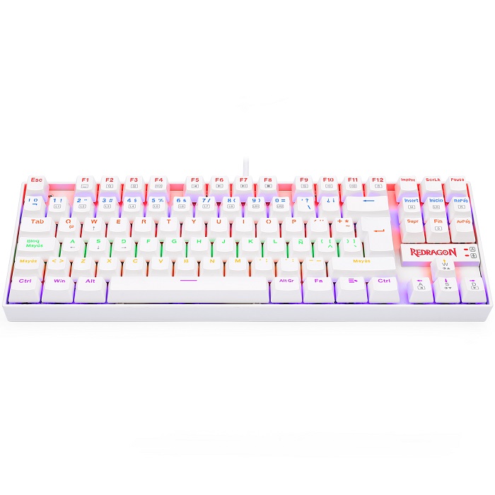 Teclado Redragon Kumara Rainbow White K552W-KR Mecanico Switch Red Gaming Español